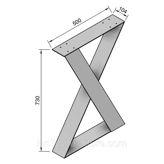 Комплект опор для стола из металла 500×104mm, H=730mm (Стальная пластина: 100x4,0mm) Серый | Зображення 5