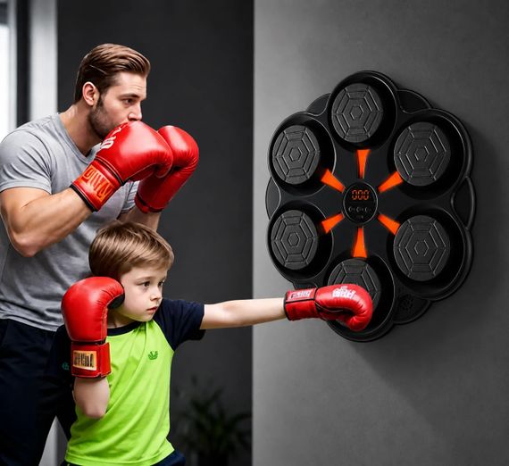 Настенная боксерская мишень с Bluetooth на 6 зон • Музыкальный тренажер для бокса с подсветкой для дома, фитнеса и реакции | Зображення 1