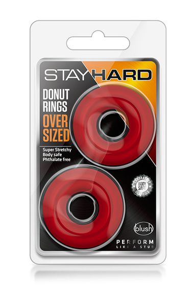 Набор эрекционных колец STAY HARD DONUT RINGS OVERSIZED RED sexstyle | Зображення 1