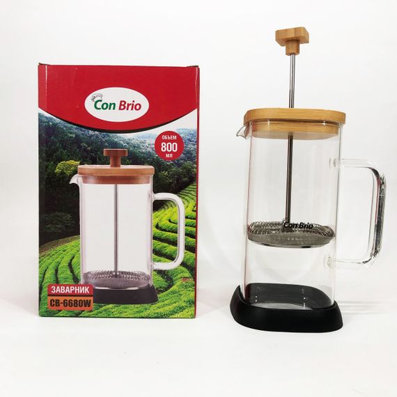 Френч-пресс Con Brio CB-6680W 800 мл, Френч-пресс с ручкой, Френч-пресс для кофе, Френч-пресс для чая | Зображення 5
