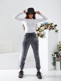 Женские модные велюровые брюки-джоггеры OB30/31 размер 50, цвет серый