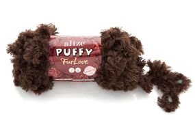 Пряжа Alize Puffy Furlove No 493 (Алізе Пуффі Фурлав) хутряна пряжа з петельками для в'язання руками, 100 г / 6.3 м