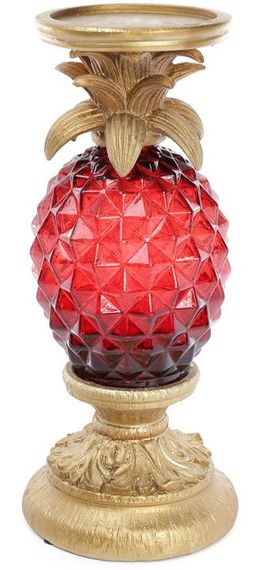 Підсвічник декоративний "Adeola" Ананас 14.7х14.7х32.5см з LED-підсвіткою, рубін КОПІЯ