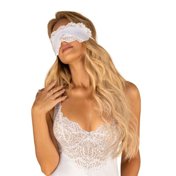 Атласная Маска для глаз белая Amor Blanco eye mask white O/S sexstyle