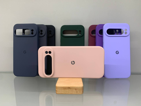 Google Pixel 9 Pro XL Протиударний чохол з логотипом софт тач пудровий