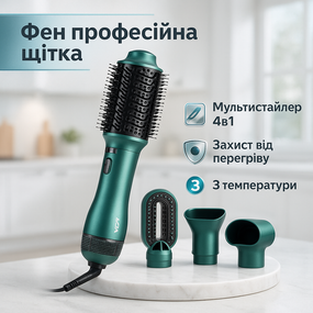 Мультистайлер с насадками, Фен для укладки волос салонный, Фен щетка с холодным воздухом HG-61