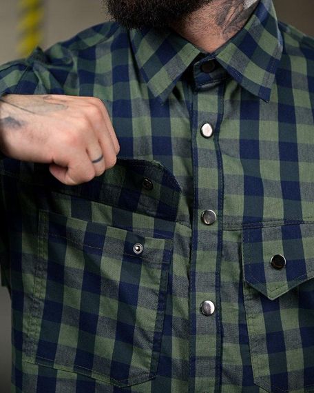 Літня тактична сорочка клітинка  клітинка олива ПП4759 | Зображення 3