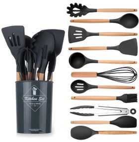 Набор кухонных предметов Silicone kitchen utensils set 12 предметов Черный
