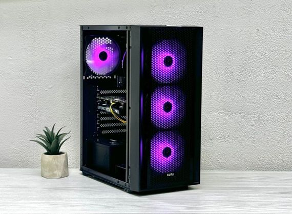 Ігровий ПК Aura Tower / AMD Ryzen 5 3600 (6 (12) ядер по 3.6 - 4.2 GHz) / 16 GB DDR4 / 480 GB SSD / nVidia GeForce RTX 3050, 8 GB GDDR6, 128-bit / 600W | Зображення 1
