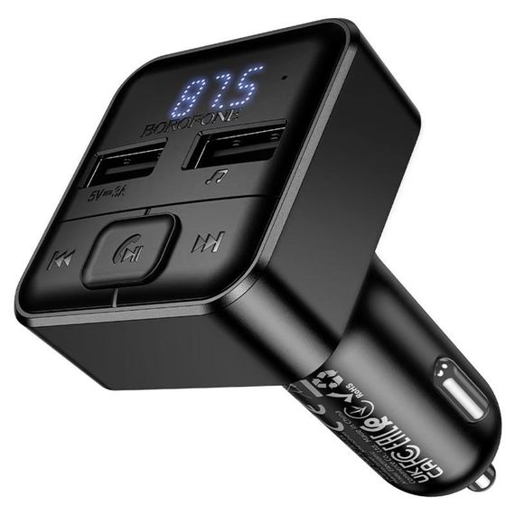 АЗП FM модулятор Borofone BC63 Selecto QC3.0 (2USB-A) Black