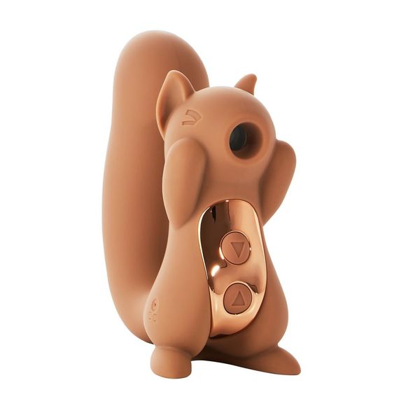 Вакуумний кліторальний стимулятор з вібрацією 2 в 1 у формі білочки Sweet Em Velvet Lure Brown | Зображення 1