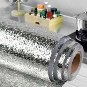 Фольга самоклеющаяся для кухни 60см х 3м / Маслостойкая водонепроницаемая фольга для кухонных поверхностей