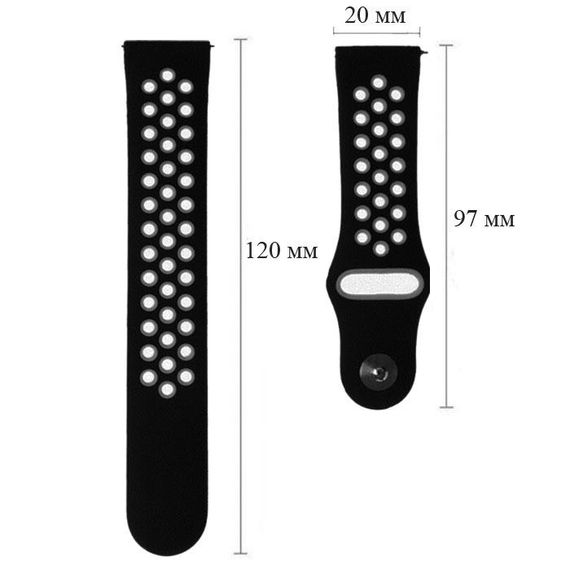 Спортивний ремінець Primo Perfor Sport годинника для Samsung Galaxy Watch Active / Active 2 - Black&Grey | Зображення 4