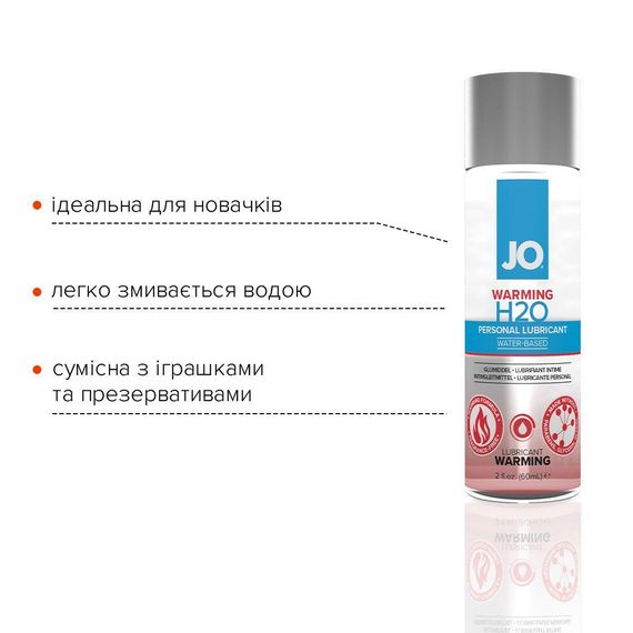 Зігрівальна змазка на водній основі System JO H2O WARMING (60 мл) з екстрактом перцевої м’яти | Зображення 2