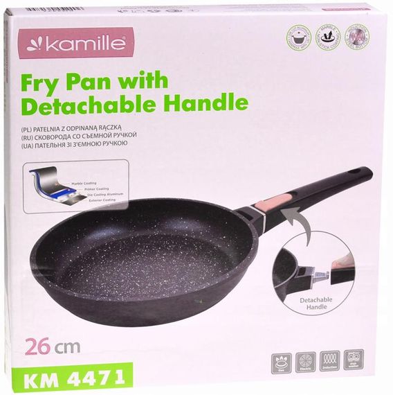 Сковорода індукційна Kamille Ø26см зі знімною ручкою та антипригарним покриттям | Зображення 6