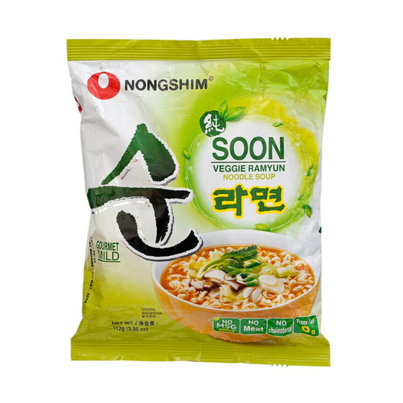Корейська вегетаріанська локшина-суп Soon Veggie Ramyun  зі смаком овочів 112г Nongshim 8801043022705