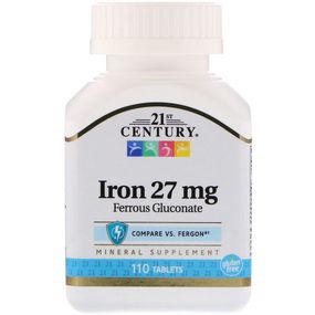 Мікроелемент Залізо 21st Century Iron 27 mg 110 Tabs