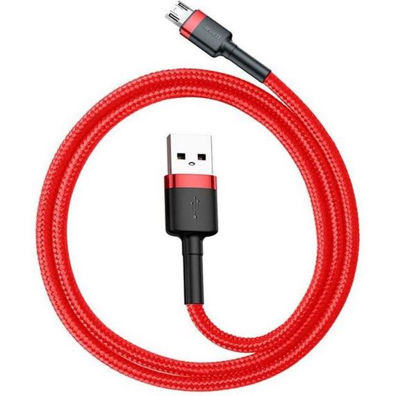 Дата кабель USB 2.0 AM to Micro 5P 1.0m Cafule 2.4A red+red Baseus (CAMKLF-B09) | Зображення 1