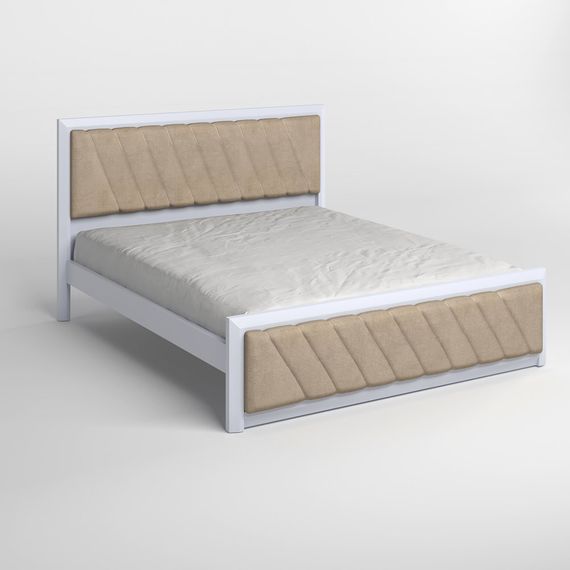 Двоспальне дерев'яне ліжко Mebigrand Барселона Б6 Сіро-блакитний (S2010R80B)/Аляска 23 (Бежевий) 160х200 см (MBG-13401) | Зображення 1