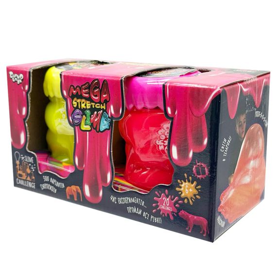Вязкая масса "Mega Stretch Slime" SLM-11-02U(Pink-Yellow) 2 банки