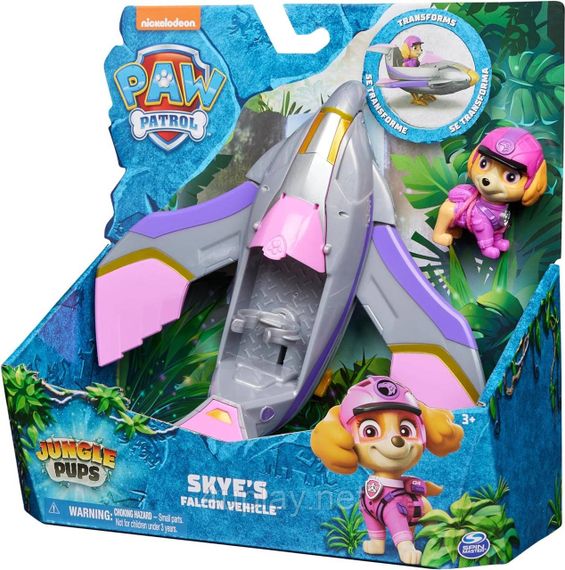 Щенячий патруль у джунглях Літак сокіл і фігурка Скай Оригінал Paw Patrol Jungle Pups Skye Falcon Vehicle | Зображення 2