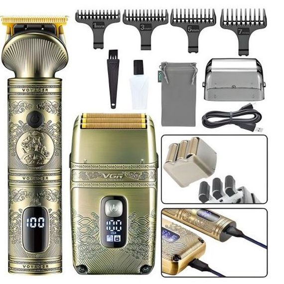 Провідний професійний набір машинка для стрижки та шейвер VGR-649 , Чоловічий AO-362 акумуляторний тример | Зображення 5