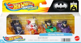 Набор из 4-ти машинок Хот Вилс Бэтмен Оригинал Hot Wheels RacerVerse Batman Бэтмобиль, Харли Квинн, Робин, Жен