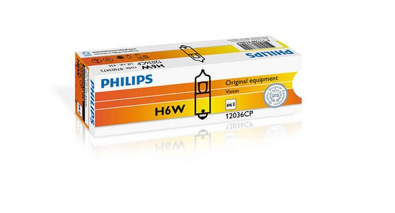 Указательные лампа галогеновые PHILIPS 12036 BLI2 H6W 12V 6W BAX9s 2 штуки на блистере | Зображення 1