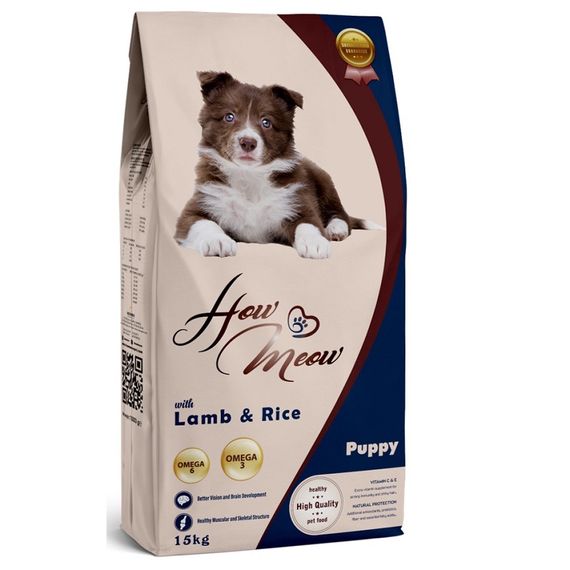 Сухой корм с ягненком для щенят How Meow Puppy, 15 кг