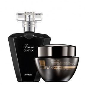 Жіночий подарунковий набір Avon: Rare Onyx 50 мл + крем для обличчя «Живлення та сяйво» 50 мл