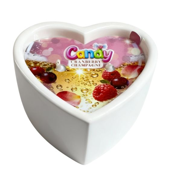Масажна свічка з ароматом шампанського з журавлиною Candy Cranberry Champagne у формі серця, 70 мл sexstyle