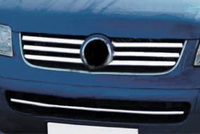 Накладки на решетку (6 шт, нерж) OmsaLine - Итальянская нержавейка для Volkswagen T5 Caravelle 2004-2010 гг