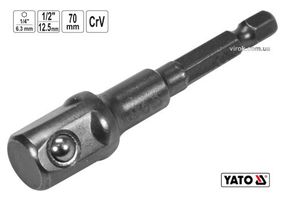 Тримач-адаптер торцевих головок YATO 1/2" 70 мм HEX- 1/4" (YT-04627)