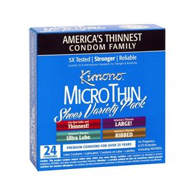 Упаковка презервативів 24шт Kimono MicroThin Sheer Variety Pack