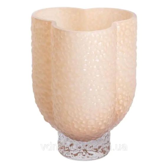 Ваза декоративна 18.5х16х25 см для квітів скляна фігурна ваза з кольорового скла 3 л Бежева HP-10-30 | Зображення 1