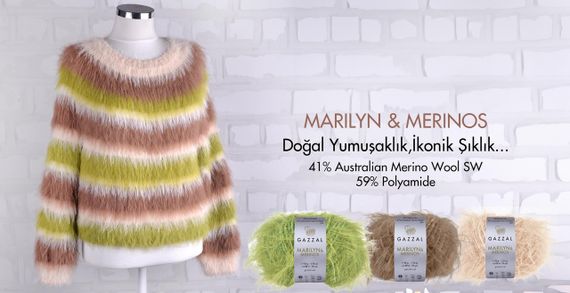 Пряжа для в'язання MARILYN & MERINOS Gazzal № 8251 (Мерилін и Меринос) нитки для плетення спицями та гачком | Зображення 1