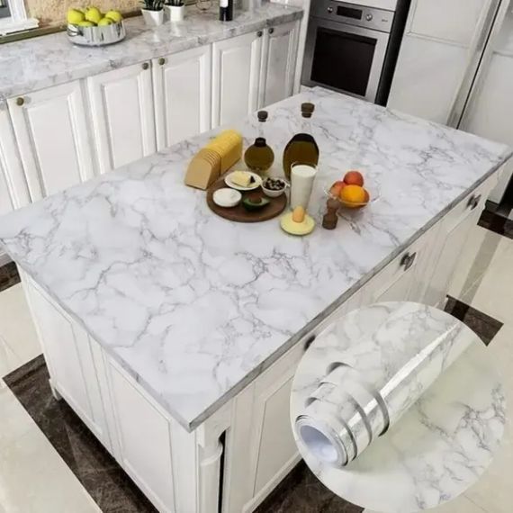 Самоклеюча плівка Supretto Мармур 2Mх0. 60M Білий | Зображення 5