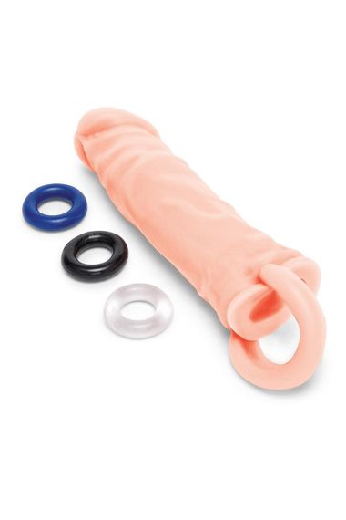 Насадка на пеніс Size-Up з 3 ерекційними кільцями, бежева, 15.2 см Sex Aura | Зображення 4