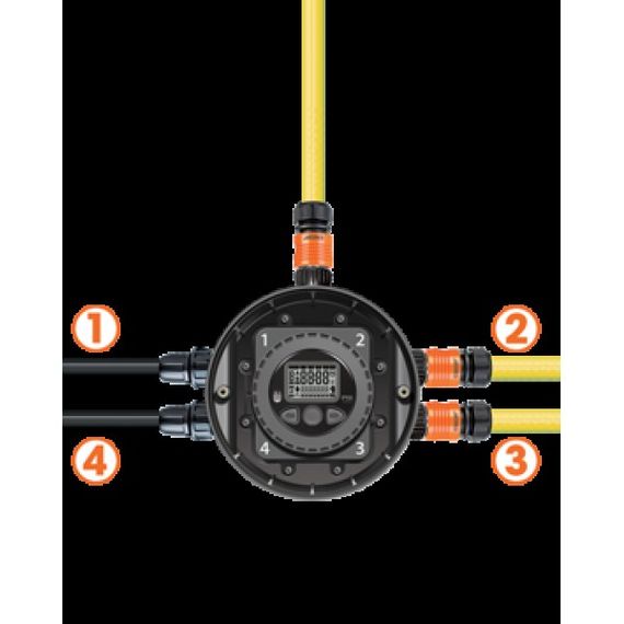 Таймер подачі води вбудований в коробку підземного поливу 4-х канальний Практичне та готове до використання рішення для управління поливом найпоширеніших садів (до 700 квадратних метрів) з винятковою універсальністю та надійністю. Hydro-4 - це водонепр | Зображення 1