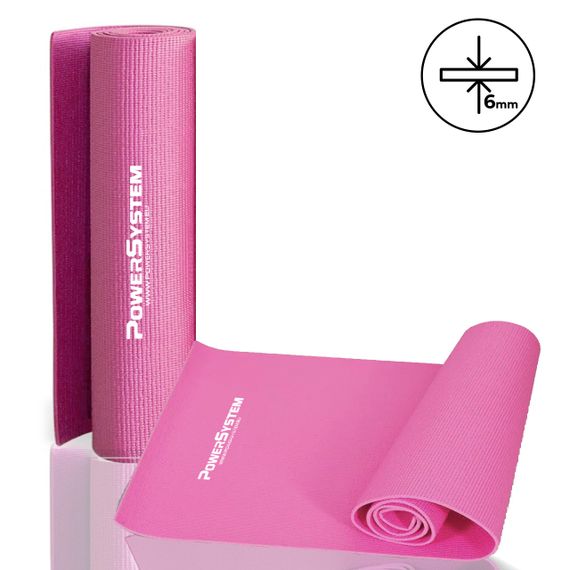 Килимок для йоги та фітнесу Power System PS-4014 PVC Fitness Yoga Mat Pink (173x61x0.6)