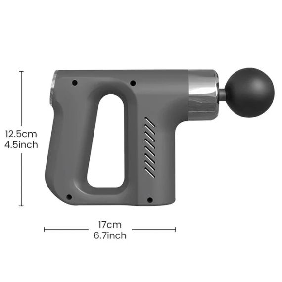 Массажер пистолет Fascial Gun KH-740 Чёрный с насадками мышечный портативный ручной для спины и тела | Зображення 3