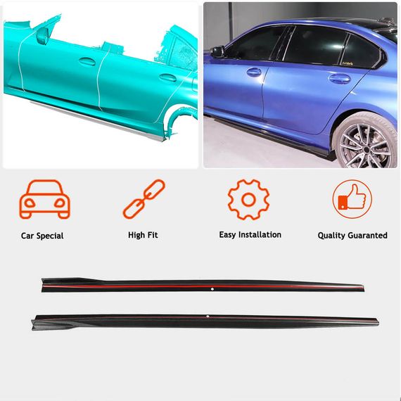 Накладки на пороги V2 (для G20, Карбон) для BMW 3 серия G20/21 2018- гг | Зображення 1