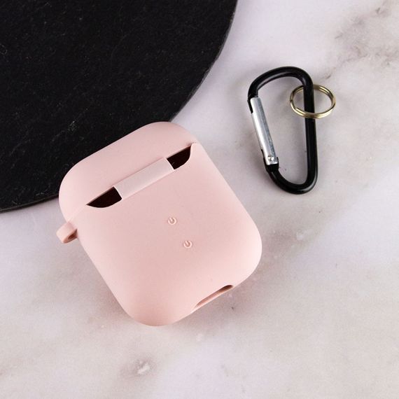 Силіконовий футляр з мікрофіброю для навушників Airpods 1/2 Рожевий / Pink Sand | Зображення 3