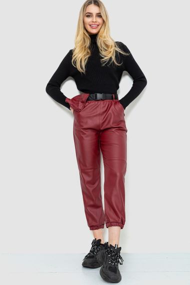 Штани жіночі з екошкіри, колір бордовий, 186R5205 | Зображення 1