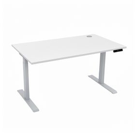 Стіл з електричним регулюванням висоти, двомоторний, 2-ступеневий, з однією заглушкою, сірий каркас, 1400х700х718-1223 мм