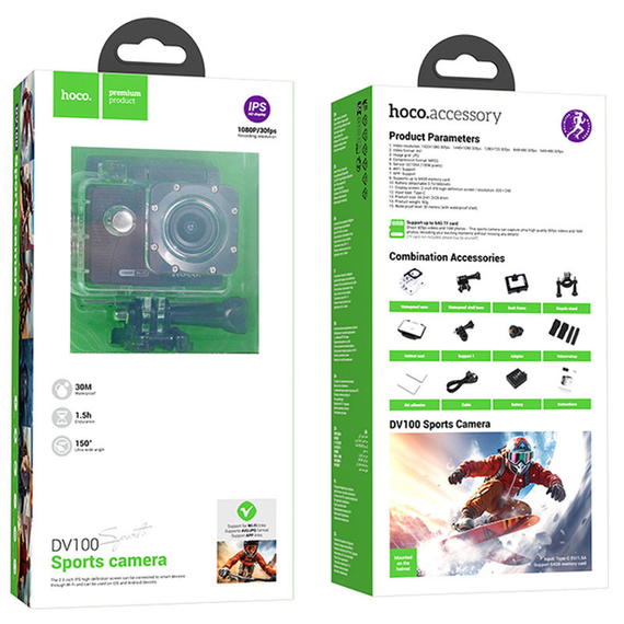 Екшн камера HOCO DV100 sports camera Black | Зображення 6