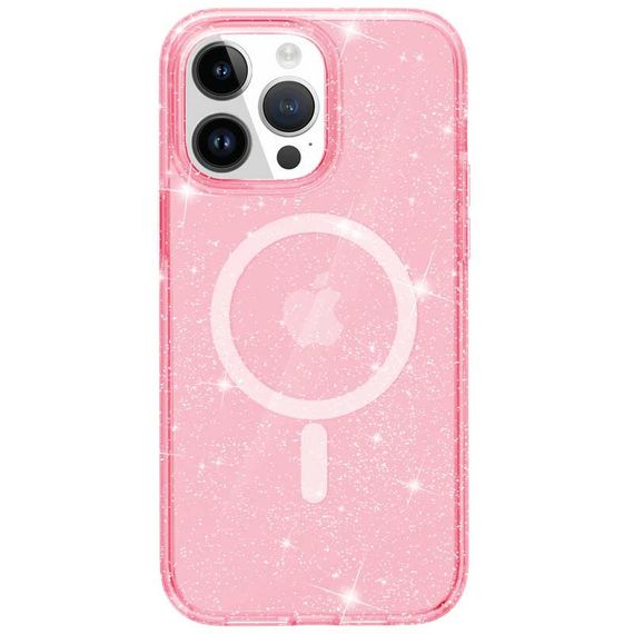 Чохол TPU Galaxy Sparkle (MagFit) для Apple iPhone 14 Pro (6.1") Pink+Glitter | Зображення 3