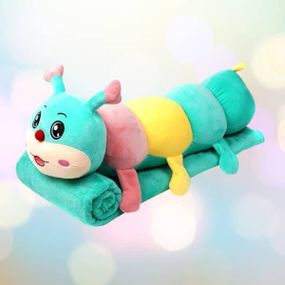 Игрушка-плед Гусеница 3в1 75см (плед 100*150см) Голубой