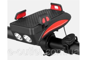 Велофара 400lumens + тримач смартфона + сигнал + вбудований PowerBank 2000mAh (DEN-045)