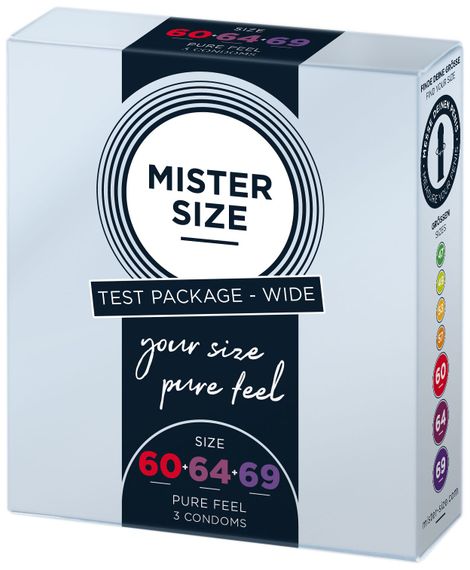 Набір презервативів Mister Size - pure feel - 60–64–69 (3 condoms), 3 розміри, товщина 0,05 мм | Зображення 1